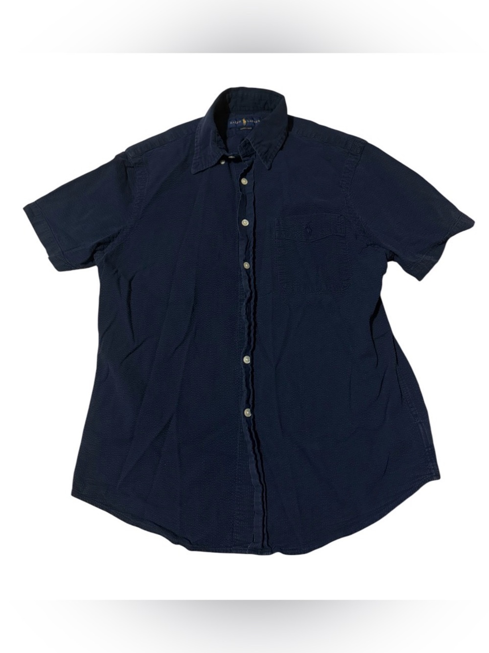 Ralph Lauren Navy Blue Seersucker Button Down Shirt